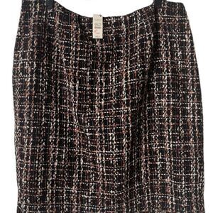 NWT Talbots Black Brown Tweed Skirt‎ 14P